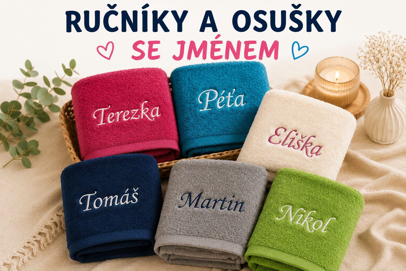 Ručníky a osušky se jménem + znamení 